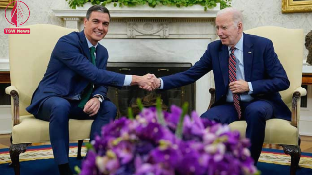 President Joe Biden shakes hands with Spain’s Prime Minister Pedro Sanchez, in Washington, Friday.