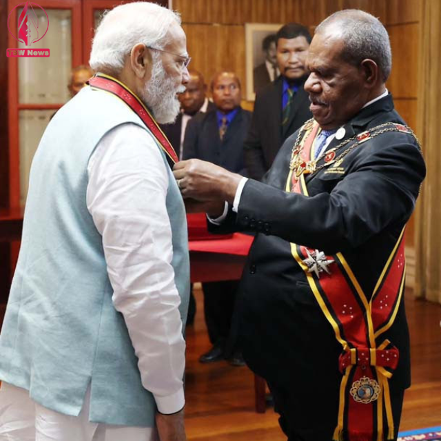 In a remarkable recognition of his extraordinary global leadership, Prime Minister Narendra Modi was bestowed with the prestigious "Companion of the Order of Fiji," the highest honor of Fiji.