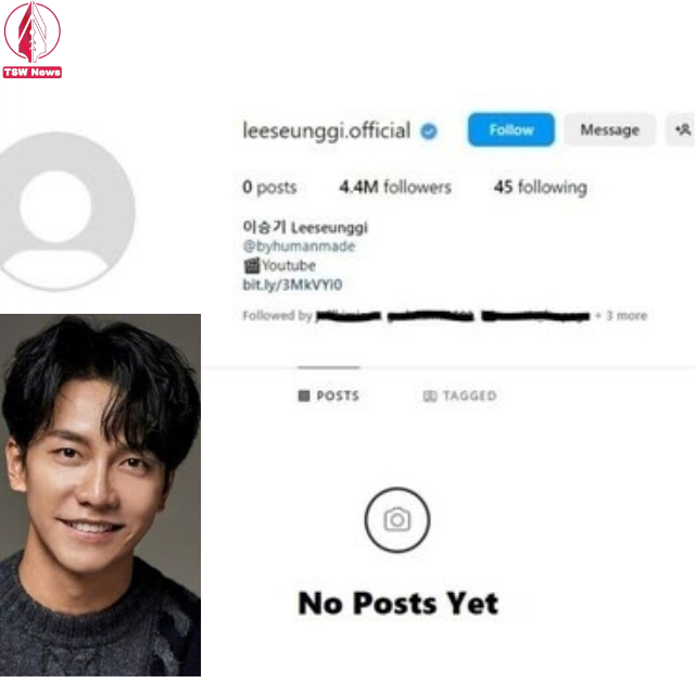 In a surprising move, Korean actor-singer Lee Seung-gi has made a significant change to his official Instagram account. All posts have been deleted, including his profile photo,