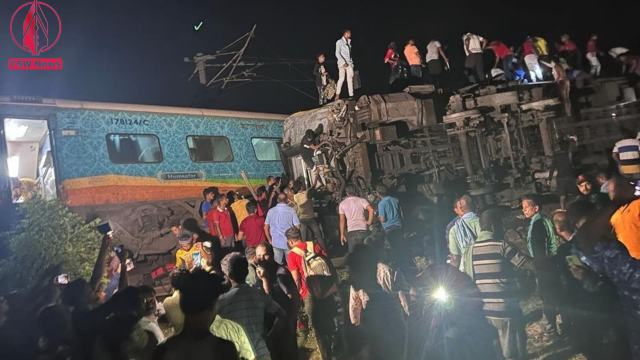 Rescue operation being conducted after four coaches of the Coromandel Express derailed after a head-on collision with a goods train, in Balasore district, Friday evening