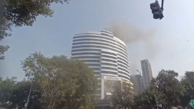 Blaze Engulfs Gopaldas Building in Delhi's Connaught Place, Firefighters on Scene