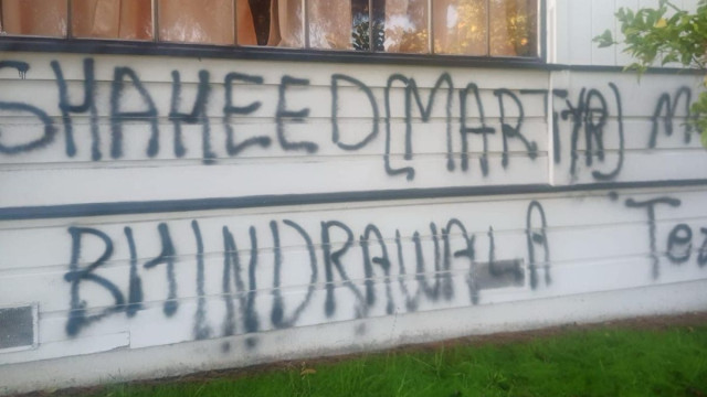 Anti-India, pro-Khalistan graffiti defaces Hindu temple in California.