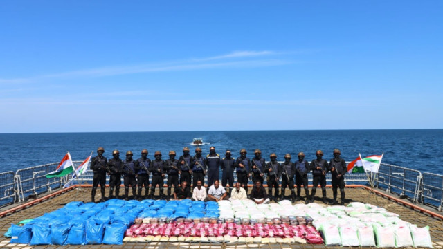 Indian Navy's Largest Drug Seizure: 3,300 kg of Charas and Meth Intercepted Near Gujarat Port