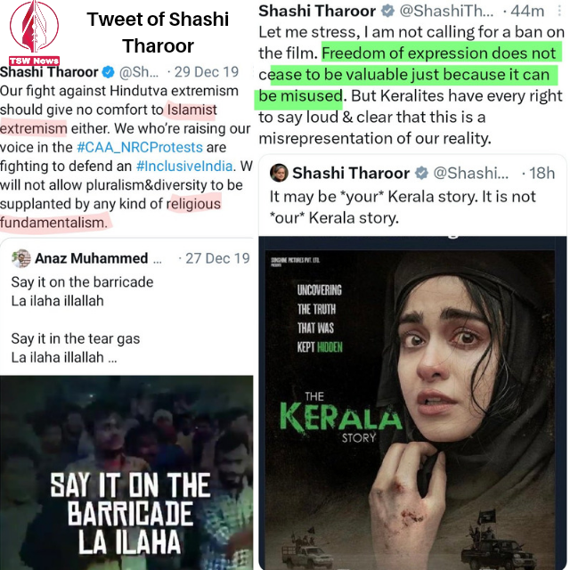 Tharoor tweeted that freedom of expression is valuable, even if it can be misused, and that Keralites have every right to voice their opinion on the film's misrepresentation of their reality.