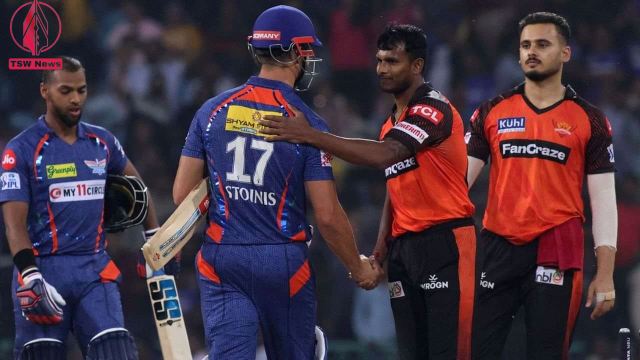 Players shake hands after LSG-SRH clash