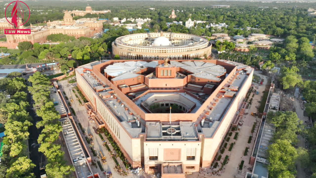 view of India's new parliament building in New Delhi, India, May 27, 2023. India's Press Information Bureau/Handout via REUTERS