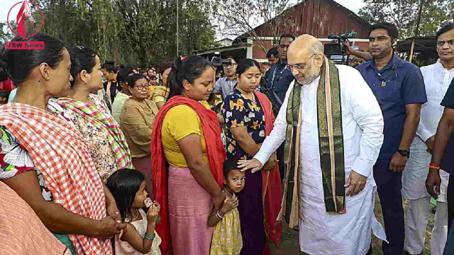 Union Home Minister Amit Shah visits a Meitei relief camp in Imphal