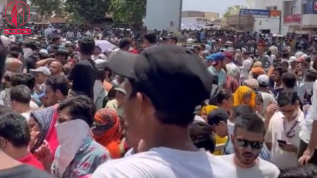 Fans seen outside the Narendra Modi Stadium to collect tickets for IPL 2023 Qualifier 2, and final
